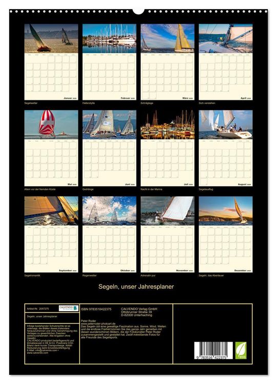 Produktbild: Segeln, unser Jahresplaner (hochwertiger Premium Wandkalender 2026 DIN A2 hoch), Kunstdruck in Hochglanz
