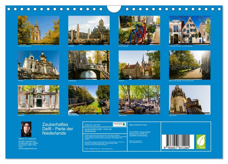Produktbild: Zauberhaftes Delft - Perle der Niederlande (Wandkalender 2026 DIN A4 quer), CALVENDO Monatskalender