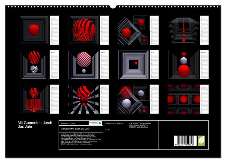 Produktbild: Mit Geometrie durch das Jahr (hochwertiger Premium Wandkalender 2026 DIN A2 quer), Kunstdruck in Hochglanz