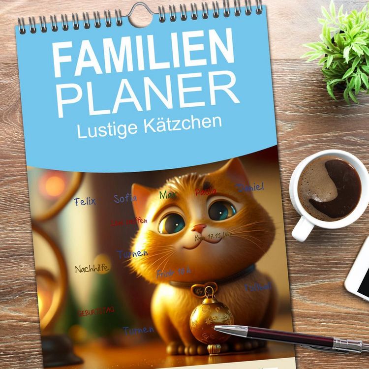 Produktbild: Familienplaner 2026 - Lustige K&auml;tzchen mit 5 Spalten (Wandkalender, 21 x 45 cm) CALVENDO