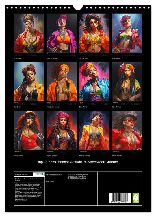 Produktbild: Rap Queens. Badass Attitude im Streetwear-Charme (Wandkalender 2026 DIN A3 hoch), CALVENDO Monatskalender