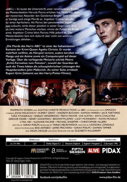Produktbild: Agatha Christie: Die Morde des Herrn ABC (The ABC Murders) / Starbesetzte Neuverfilmung des Hercule Poirot-Romans mit John Malkovich