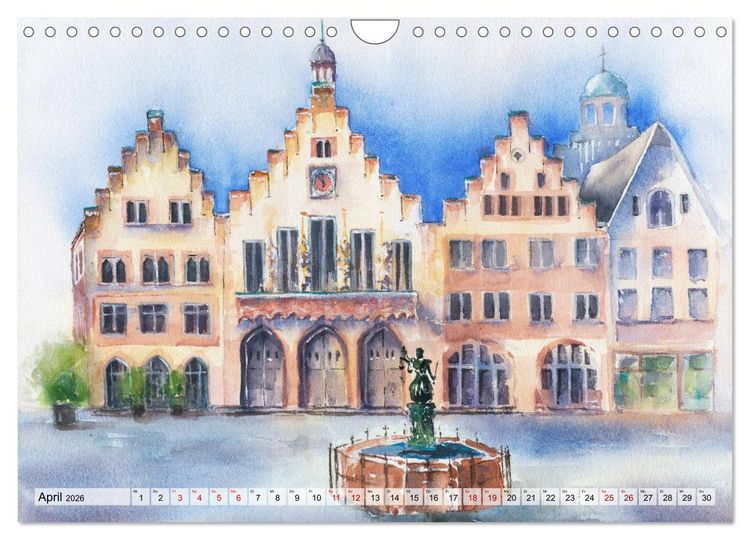 Produktbild: Frankfurt in Aquarell (Wandkalender 2026 DIN A4 quer), CALVENDO Monatskalender
