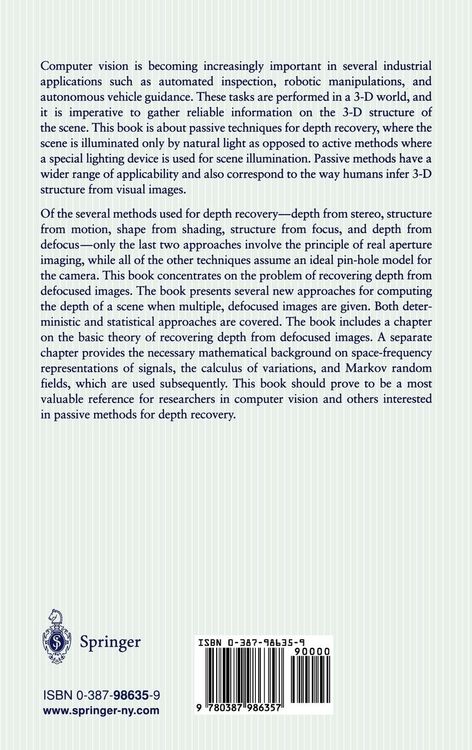Produktbild: Depth From Defocus: A Real Aperture Imaging Approach