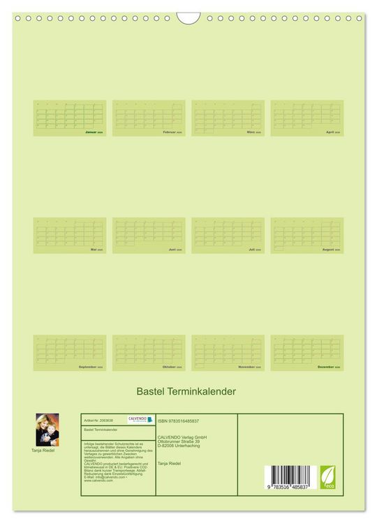 Produktbild: Bastel Terminkalender (Wandkalender 2026 DIN A3 hoch), CALVENDO Monatskalender