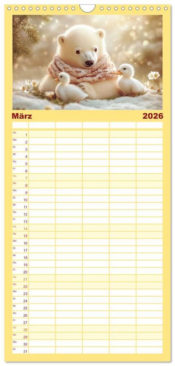 Produktbild: Familienplaner 2026 - Kleiner Eisb&auml;r und die gro&szlig;e Welt mit 5 Spalten (Wandkalender, 21 x 45 cm) CALVENDO