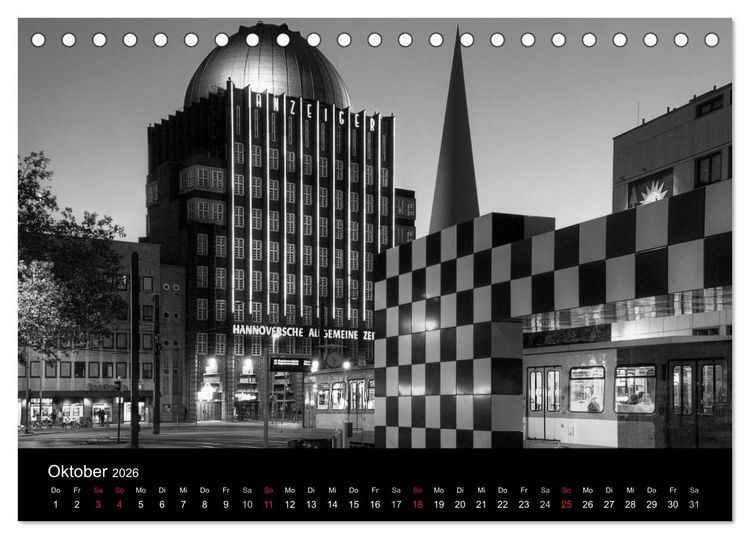 Produktbild: Hannover Monochrome Impressionen (Tischkalender 2026 DIN A5 quer), CALVENDO Monatskalender