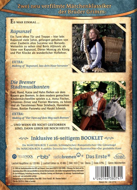 Produktbild: 6 auf einen Streich - M&auml;rchen-Box Vol. 5: Rapunzel/Die Bremer Stadtmusikanten [2 DVDs]