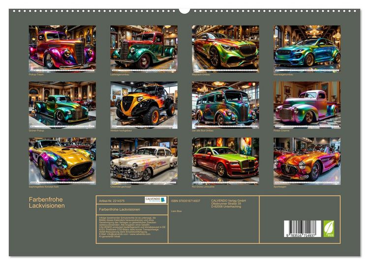 Produktbild: Farbenfrohe Lackvisionen (hochwertiger Premium Wandkalender 2026 DIN A2 quer), Kunstdruck in Hochglanz