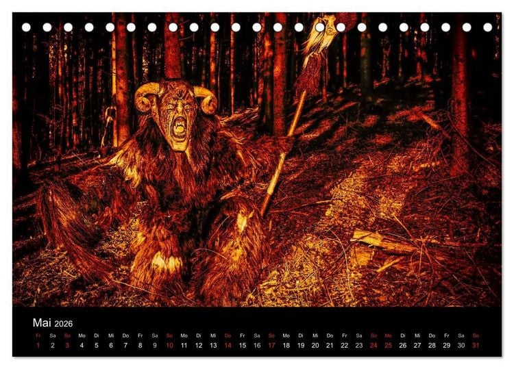 Produktbild: Perchten und Krampusse im Voralpenland (Tischkalender 2026 DIN A5 quer), CALVENDO Monatskalender