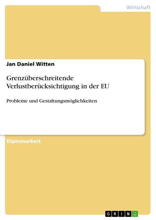 Produktbild: Grenz&uuml;berschreitende Verlustber&uuml;cksichtigung in der EU