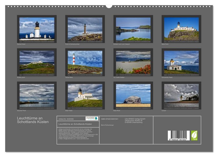 Produktbild: Leuchtt&uuml;rme an Schottlands K&uuml;sten (hochwertiger Premium Wandkalender 2026 DIN A2 quer), Kunstdruck in Hochglanz