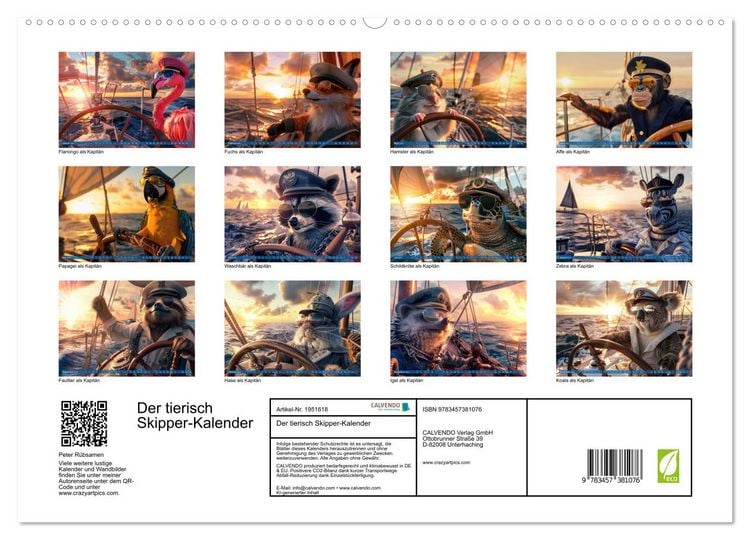 Produktbild: Der tierisch Skipper-Kalender (hochwertiger Premium Wandkalender 2026 DIN A2 quer), Kunstdruck in Hochglanz