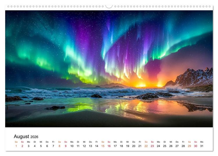 Produktbild: Aurora Borealis - Polarlicht Nordlicht (hochwertiger Premium Wandkalender 2026 DIN A2 quer), Kunstdruck in Hochglanz