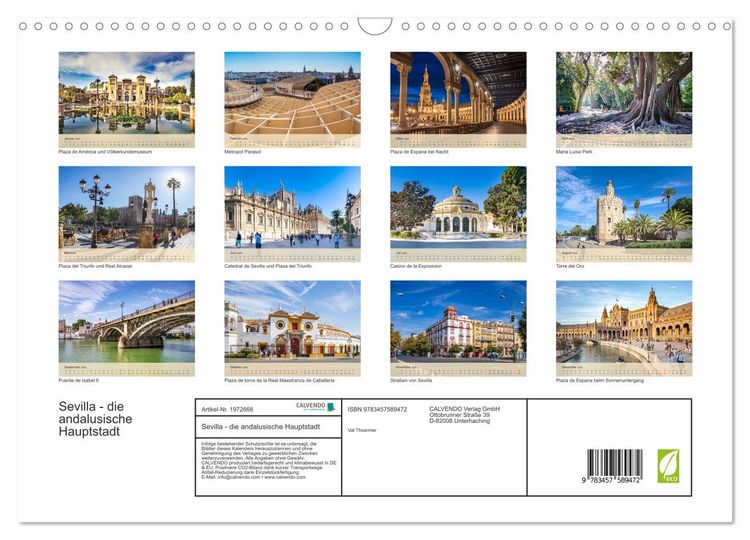 Produktbild: Sevilla - die andalusische Hauptstadt (Wandkalender 2026 DIN A3 quer), CALVENDO Monatskalender