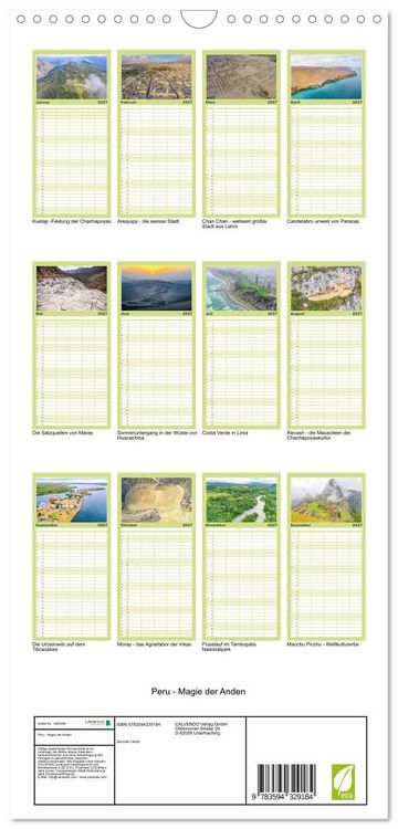 Produktbild: Familienplaner 2027 - Peru - Magie der Anden mit 5 Spalten (Wandkalender, 21 x 45 cm) CALVENDO