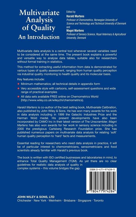 Produktbild: Multivariate Analysis of Quality
