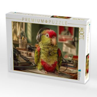 Produktbild: CALVENDO Puzzle Papagei mit Headset im Retro-Callcenter | 1000 Teile Lege-Gr&ouml;&szlig;e 64x48cm Foto-Puzzle f&uuml;r gl&uuml;ckliche Stunden