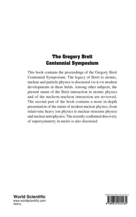 Produktbild: Gregory Breit Centennial Symposium, The