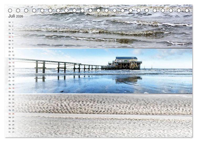 Produktbild: K&uuml;stenstreifen an der Nordsee (Tischkalender 2026 DIN A5 quer), CALVENDO Monatskalender