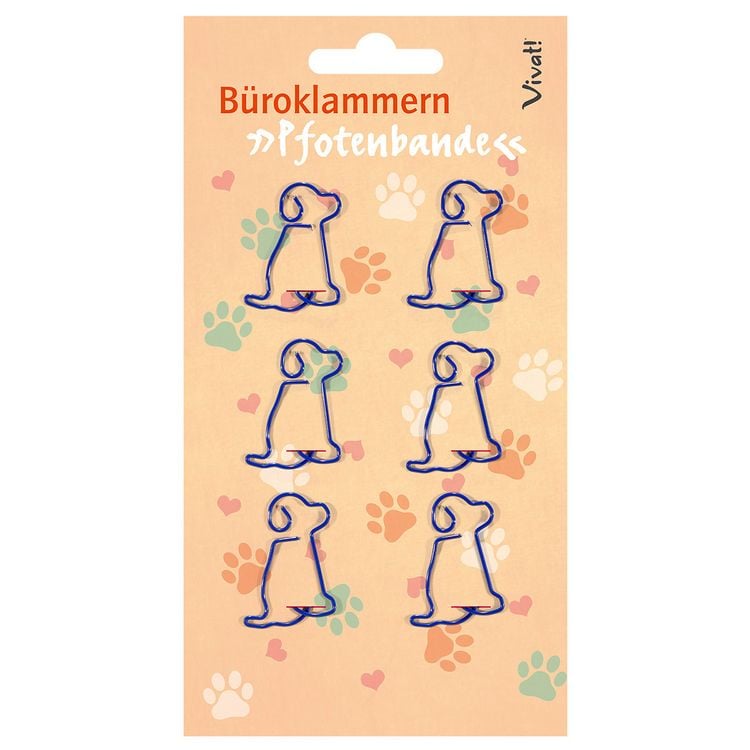 Produktbild: 6er-Set B&uuml;roklammern &raquo;Pfotenbande&laquo;