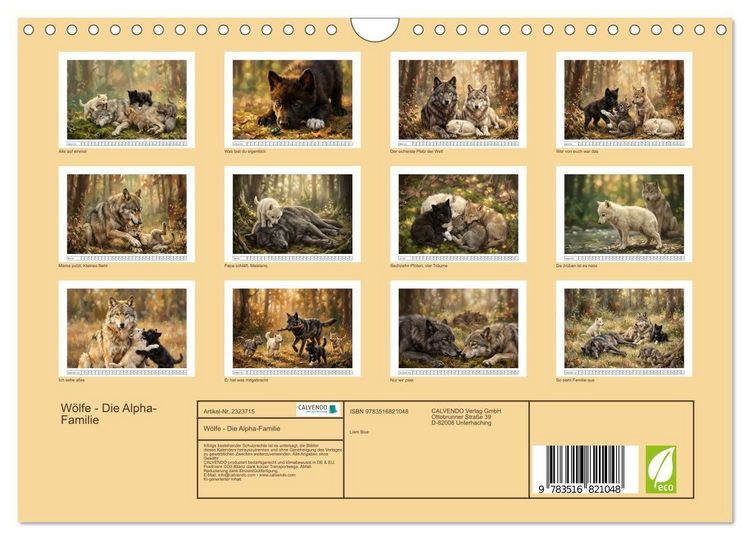 Produktbild: W&ouml;lfe - Die Alpha-Familie (Wandkalender 2027 DIN A4 quer), CALVENDO Monatskalender