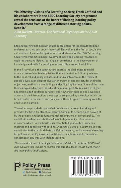 Produktbild: Differing visions of a Learning Society Vol 1