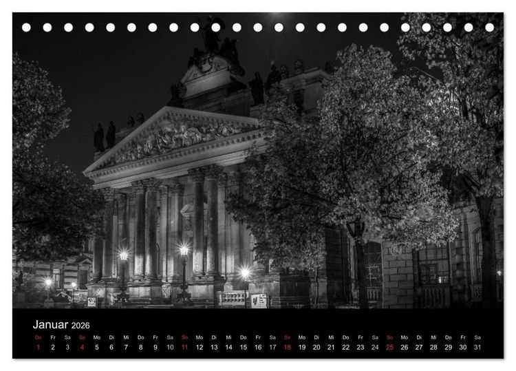 Produktbild: Dresden - Elbflorenz bei Nacht (Tischkalender 2026 DIN A5 quer), CALVENDO Monatskalender