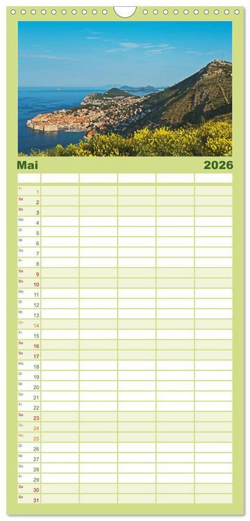 Produktbild: Familienplaner 2026 - Kroatien, Terminplaner mit 5 Spalten (Wandkalender, 21 x 45 cm) CALVENDO