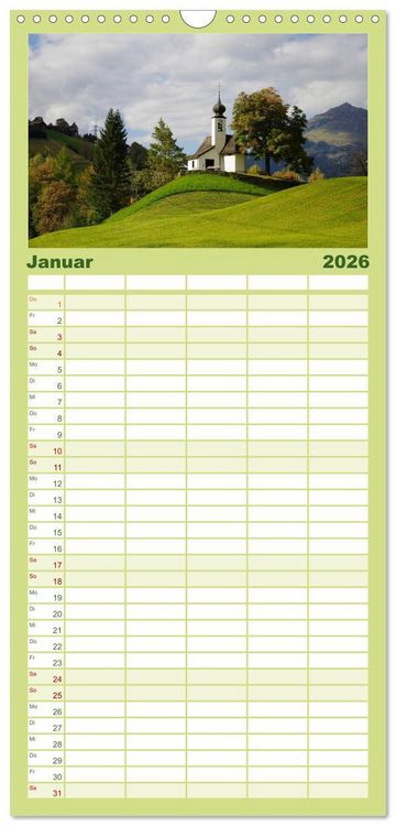 Produktbild: Familienplaner 2026 - Bergwelt in &Ouml;sterreich mit 5 Spalten (Wandkalender, 21 x 45 cm) CALVENDO