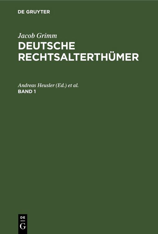 Produktbild: Deutsche Rechtsalterth&uuml;mer. Band 1