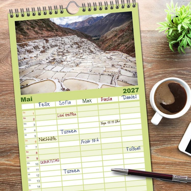 Produktbild: Familienplaner 2027 - Peru - Magie der Anden mit 5 Spalten (Wandkalender, 21 x 45 cm) CALVENDO