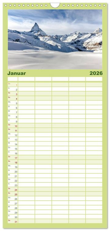 Produktbild: Familienplaner 2026 - Geheimnisvolle Alpen mit 5 Spalten (Wandkalender, 21 x 45 cm) CALVENDO