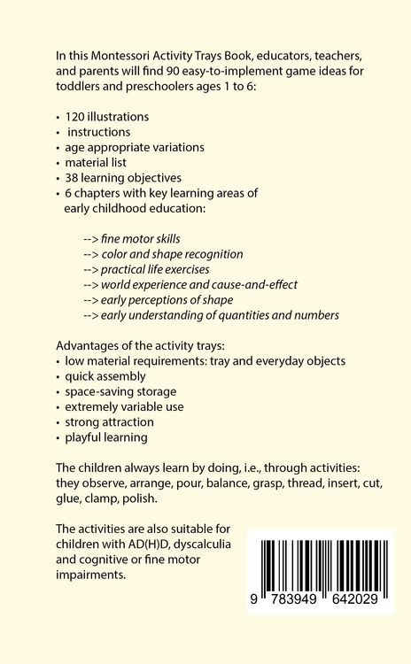 Produktbild: 90 Montessori Activity Trays. Fine Motor Skills, Concentration, Logic and Numbers