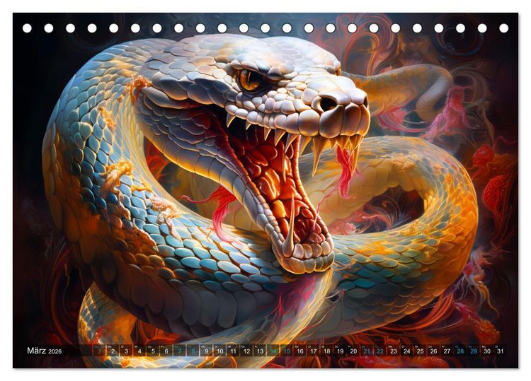 Produktbild: Jahr der Schlange - Illustrationen des chinesischen Tierkreiszeichens (Tischkalender 2026 DIN A5 quer), CALVENDO Monatskalender