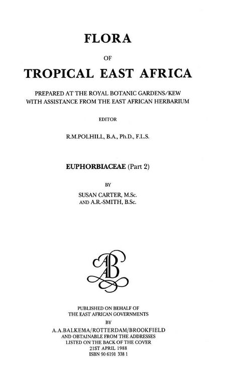 Produktbild: Flora of Tropical East Africa - Euphorbiac v2 (1988)