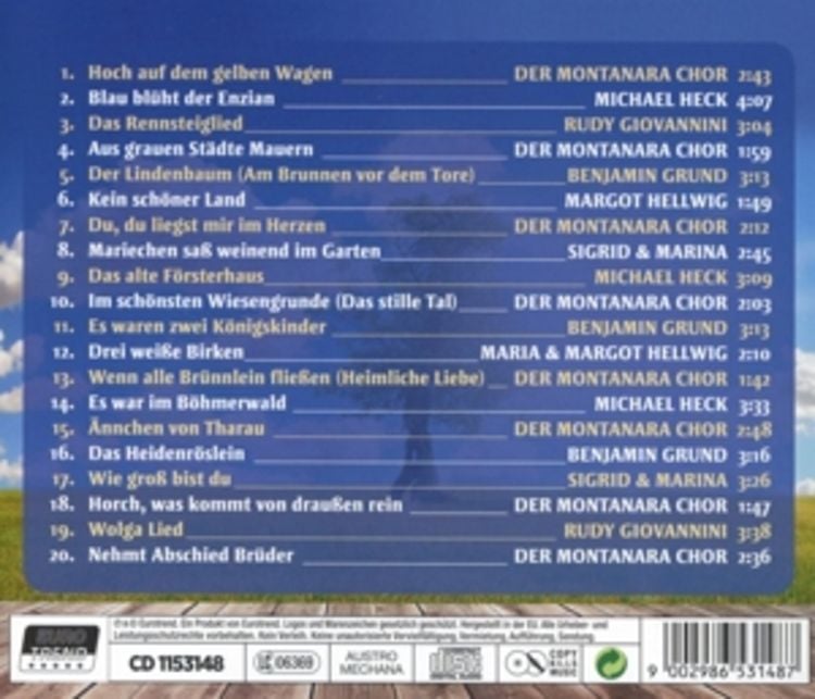 Produktbild: Die 20 sch&ouml;nsten deutschen Volkslieder