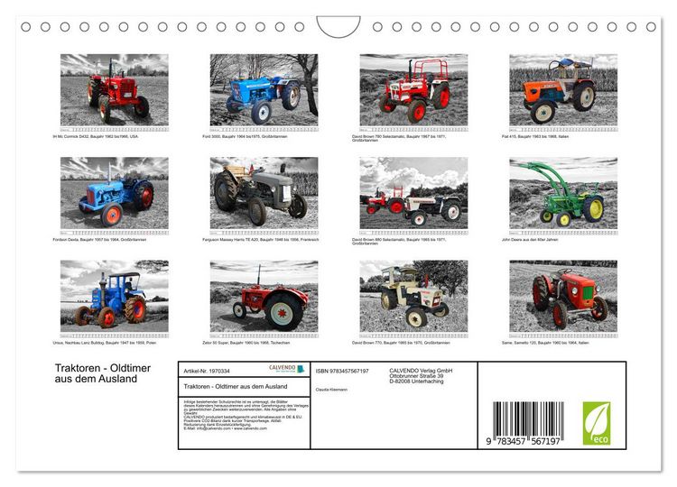 Produktbild: Traktoren - Oldtimer aus dem Ausland (Wandkalender 2026 DIN A4 quer), CALVENDO Monatskalender