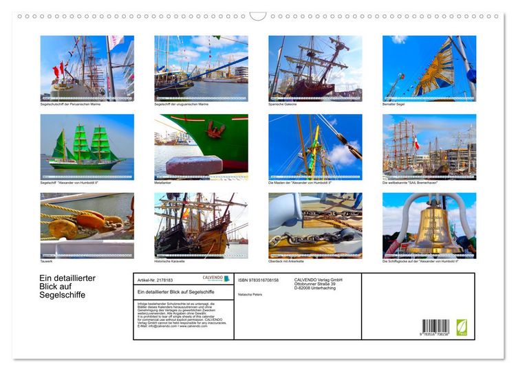 Produktbild: Ein detaillierter Blick auf Segelschiffe (Wandkalender 2026 DIN A2 quer), CALVENDO Monatskalender