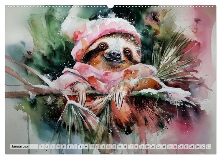 Produktbild: Faultiere, ein Leben in Zeitlupe (Wandkalender 2026 DIN A2 quer), CALVENDO Monatskalender