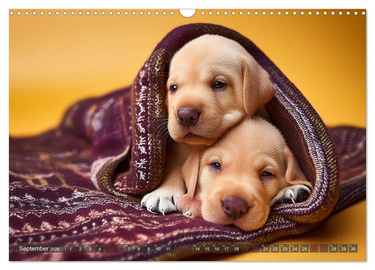 Produktbild: Welpen im Kuschelmodus - Herzerw&auml;rmende kleine Labrador Retriever (Wandkalender 2026 DIN A3 quer), CALVENDO Monatskalender