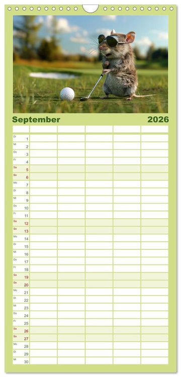 Produktbild: Familienplaner 2026 - Der tierisch lustige Golfkalender mit 5 Spalten (Wandkalender, 21 x 45 cm) CALVENDO