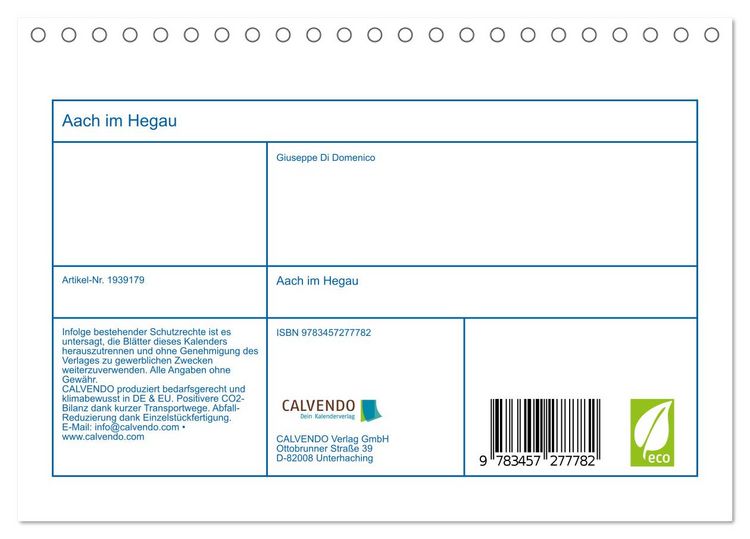 Produktbild: Aach im Hegau (Tischkalender 2026 DIN A5 quer), CALVENDO Monatskalender