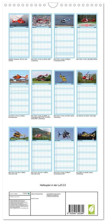 Produktbild: Familienplaner 2027 - Helikopter in der Luft 2.0 mit 5 Spalten (Wandkalender, 21 x 45 cm) CALVENDO