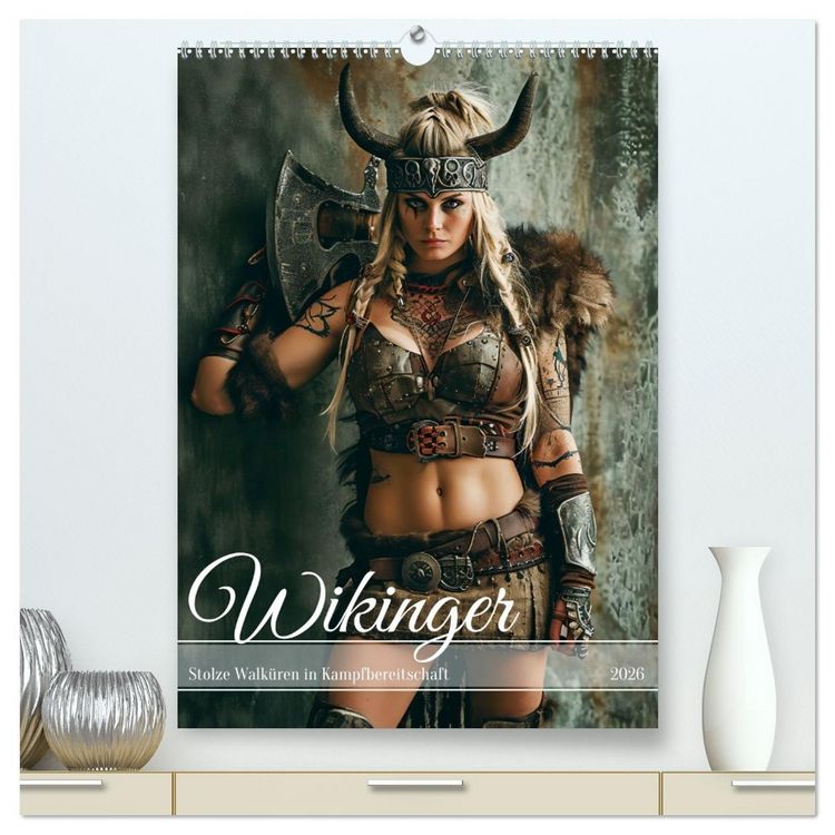 Produktbild: Wikinger - Stolze Walk&uuml;ren in Kampfbereitschaft (hochwertiger Premium Wandkalender 2026 DIN A2 hoch), Kunstdruck in Hochglanz