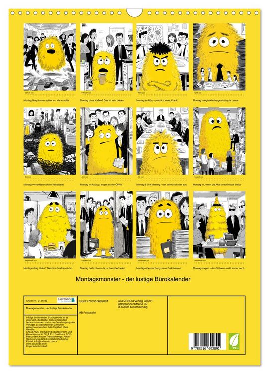 Produktbild: Montagsmonster - der lustige B&uuml;rokalender (Wandkalender 2026 DIN A3 hoch), CALVENDO Monatskalender