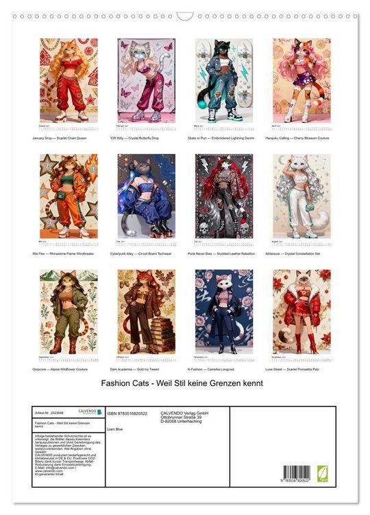 Produktbild: Fashion Cats - Weil Stil keine Grenzen kennt (Wandkalender 2027 DIN A2 hoch), CALVENDO Monatskalender