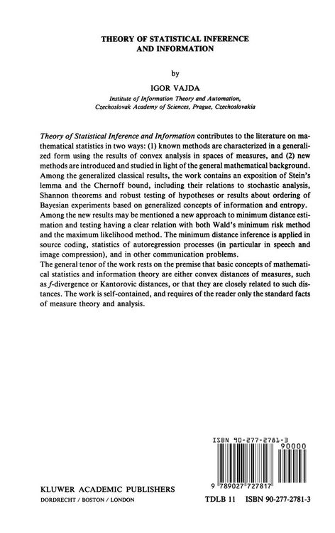 Produktbild: Theory of Statistical Inference and Information