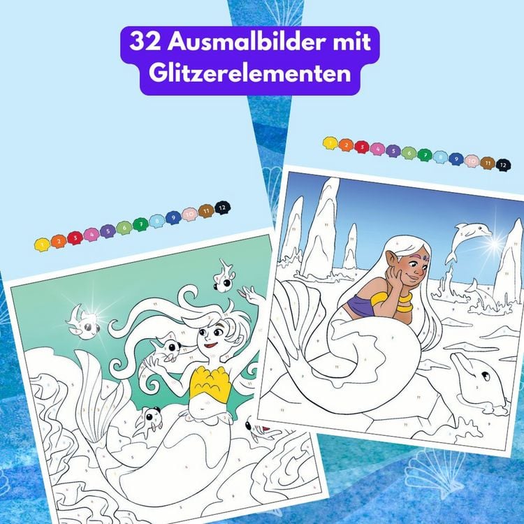 Produktbild: Malen nach Zahlen Glitzer-Malbuch Meerjungfrauen