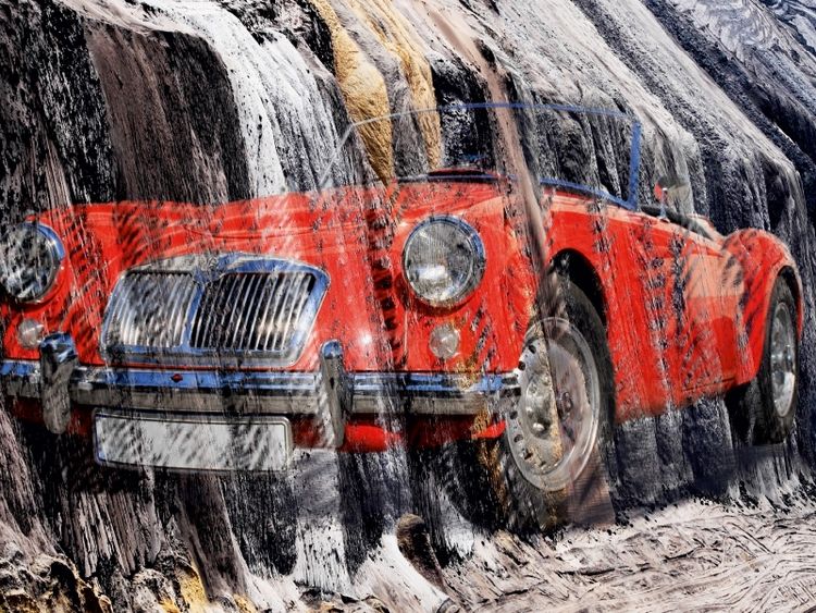 Produktbild: CALVENDO Puzzle MG Roadster vor dramatischem Hintergrund | 1000 Teile Lege-Gr&ouml;&szlig;e 64x48cm Foto-Puzzle f&uuml;r gl&uuml;ckliche Stunden